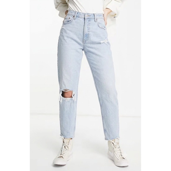 Abercrombie & Fitch Denim - ABERCROMBIE & FITCH Curve Love High Rise Mom Jeans Light Blue Wash Women Size 29